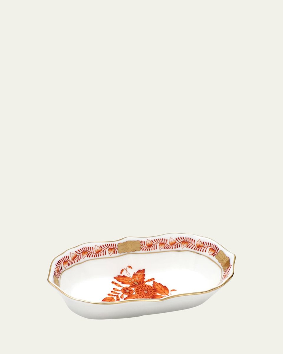 Chinese Bouquet Rust Narrow Pin Dish